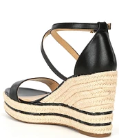 Michael Kors Kayla Leather Espadrille Wedge Sandals