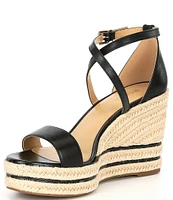 Michael Kors Kayla Leather Espadrille Wedge Sandals