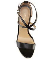 Michael Kors Kayla Leather Espadrille Wedge Sandals