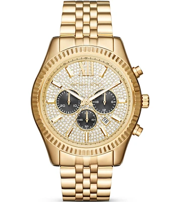 Michael Kors Lexington Pave Dial Chronograph & Date Bracelet Watch