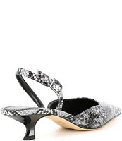 Michael Kors Luna Snake Embossed Leather Kitten Heel Slingback Pumps