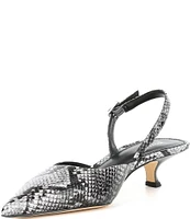 Michael Kors Luna Snake Embossed Leather Kitten Heel Slingback Pumps