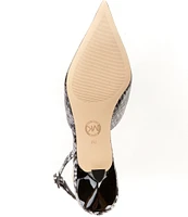 Michael Kors Luna Snake Embossed Leather Kitten Heel Slingback Pumps