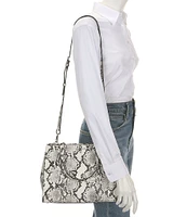 Michael Kors Marilyn Medium Snake Embossed Leather Satchel Bag