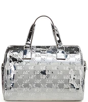 Michael Kors Mason Logo Embossed Medium Silver Duffel Bag