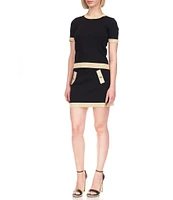 Michael Kors Metallic Trim Pencil Mini Skirt