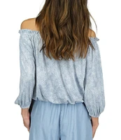 Michael Kors Off the Shoulder Halter Long Sleeve Blouson Top