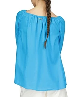 Michael Kors On/Off-The-Shoulder Long Sleeve Tie Cuff Blouse