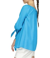 Michael Kors On/Off-The-Shoulder Long Sleeve Tie Cuff Blouse
