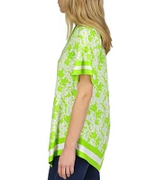 Michael Kors Palm Print One Shoulder Sleeveless Blouse