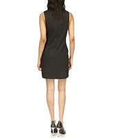 Michael Kors Pinstripe V-Neck Sleeveless Shift Dress