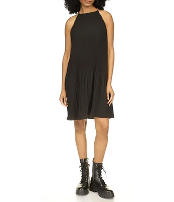 Michael Kors Pleated Halter Neckline Sleeveless Dress