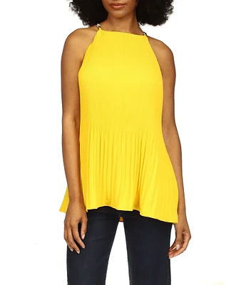 Michael Kors Pleated Halter Neckline Sleeveless Top