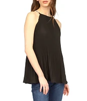 Michael Kors Pleated Halter Neckline Sleeveless Top