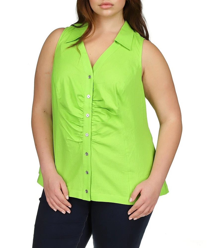 Michael Kors Plus Size Collar Halter Neckline Sleeveless Top