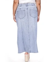 Michael Kors Plus Size Denim Button Front Maxi Skirt