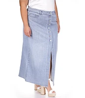 Michael Kors Plus Size Denim Button Front Maxi Skirt