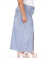 Michael Kors Plus Size Denim Button Front Maxi Skirt