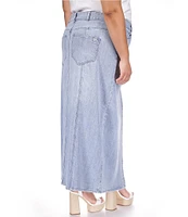 Michael Kors Plus Size Denim Button Front Maxi Skirt