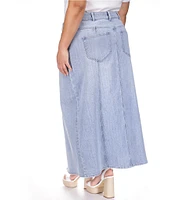 Michael Kors Plus Size Denim Button Front Maxi Skirt