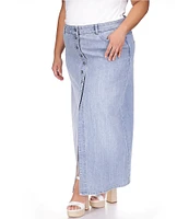 Michael Kors Plus Size Denim Button Front Maxi Skirt