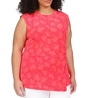 Michael Kors Plus Size Fleur Twist Crew Neck Sleevless Top