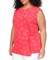 Michael Kors Plus Size Fleur Twist Crew Neck Sleevless Top