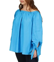 Michael Kors Plus Size On/Off-The-Shoulder Long Sleeve Tie Cuff Blouse