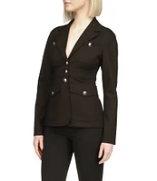 Michael Kors Ponte Notch Lapel Pocketed Three-Button Blazer