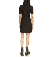 Michael Kors Ponte Short Sleeve Collared Utility Mini Dress