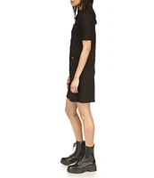 Michael Kors Ponte Short Sleeve Collared Utility Mini Dress