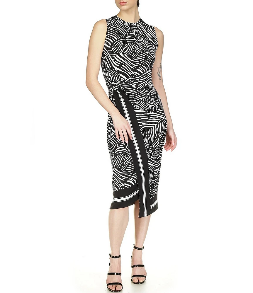 Michael Kors Printed Crew Neckline Sleeveless Midi Dress