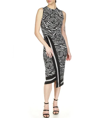 Michael Kors Printed Crew Neckline Sleeveless Midi Dress