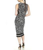 Michael Kors Printed Crew Neckline Sleeveless Midi Dress