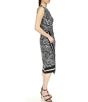 Michael Kors Printed Crew Neckline Sleeveless Midi Dress