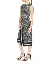 Michael Kors Printed Crew Neckline Sleeveless Midi Dress