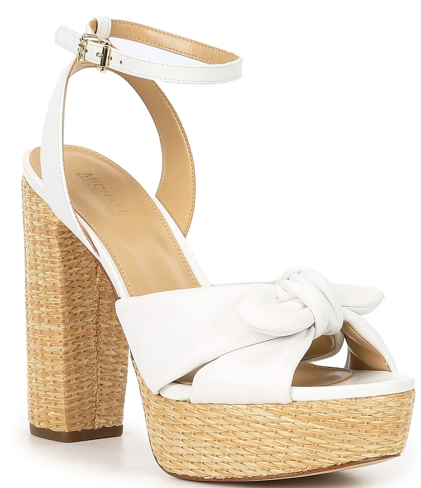 Michael Kors Sadie Leather Bow Platform Sandals