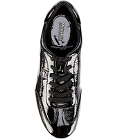 Michael Kors Scotty Crinkle Patent Leather Lace Up Sneakers