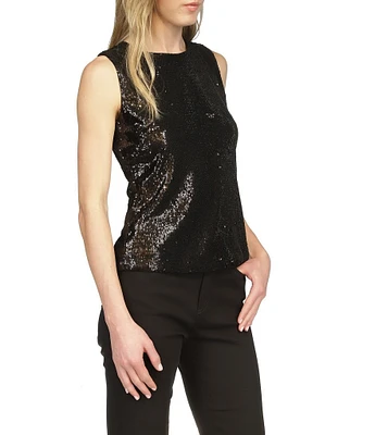 Michael Kors Sequin Crew Neck Sleeveless Tank Top