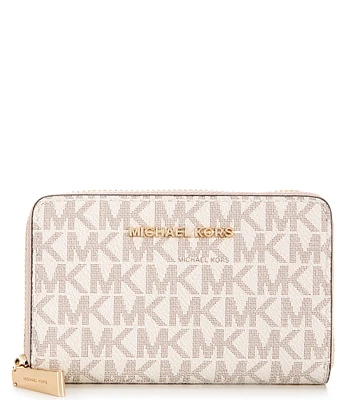 Michael Kors Signature Logo Jet Set Small Zip Around Card Case