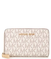 Michael Kors Signature Logo Jet Set Small Zip Around Card Case