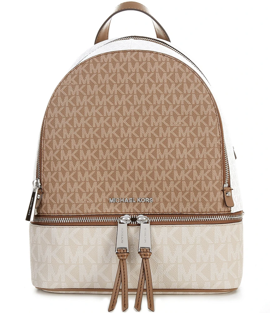 Michael Kors Rhea Signature Logo Zip Medium Tri-Color Backpack