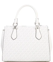 Michael Kors Signature Logo Silver Hardware Marilyn Medium Satchel Bag