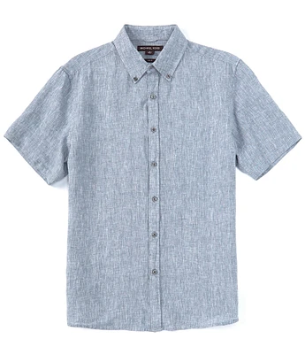 Michael Kors Slim Fit Linen Short Sleeve Woven Shirt