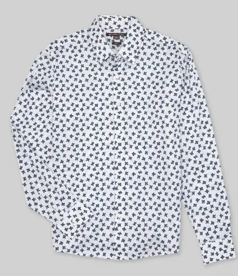 Michael Kors Slim-Fit Performance Stretch Tossed Floral Print Long Sleeve Woven Shirt