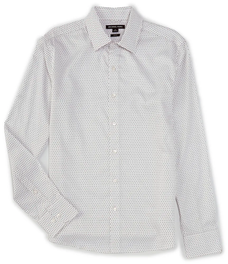 Michael Kors Slim Fit Stretch Dot Print Long Sleeve Woven Shirt