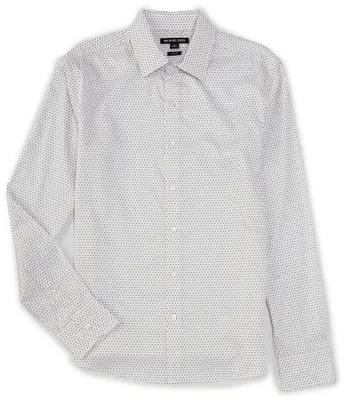 Michael Kors Slim Fit Stretch Dot Print Long Sleeve Woven Shirt
