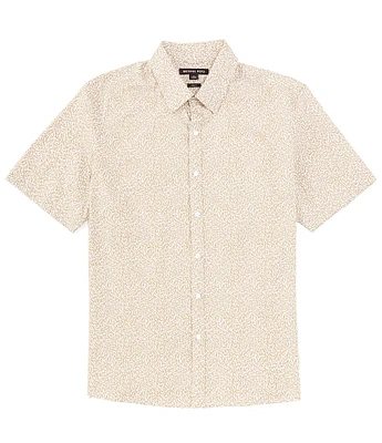 Michael Kors Slim-Fit Stretch Leaf Print Short Sleeve Woven Shirt