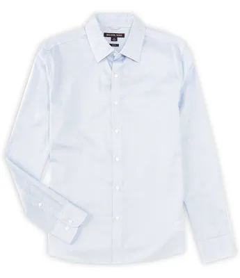 Michael Kors Slim Fit Stretch Pixel Mosaic Print Long Sleeve Woven Shirt