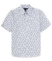 Michael Kors Slim-Fit Stretch Gingko Stamp Short Sleeve Woven Shirt